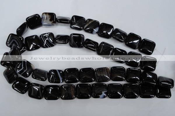 CAG2946 15.5 inches 18*18mm square black line agate beads