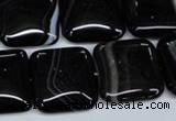 CAG2947 15.5 inches 20*20mm square black line agate beads