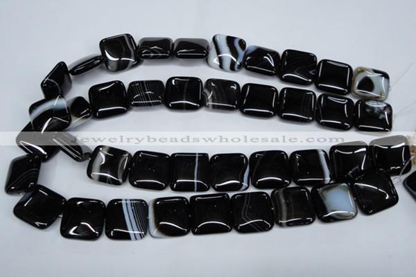 CAG2947 15.5 inches 20*20mm square black line agate beads