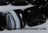 CAG2948 15.5 inches 22*22mm square black line agate beads