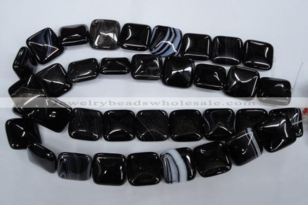 CAG2948 15.5 inches 22*22mm square black line agate beads