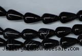 CAG2961 15.5 inches 6*10mm teardrop black line agate beads