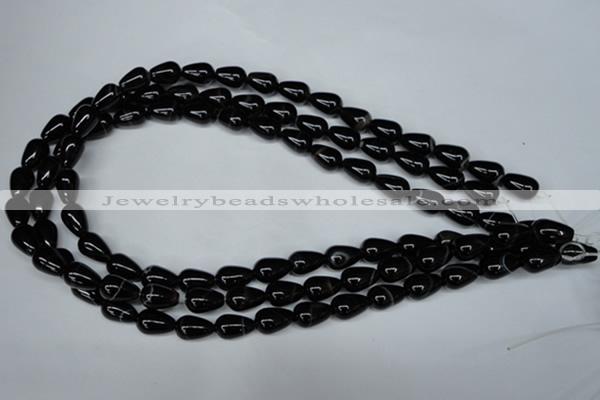 CAG2962 15.5 inches 8*12mm teardrop black line agate beads