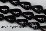 CAG2963 15.5 inches 10*14mm teardrop black line agate beads