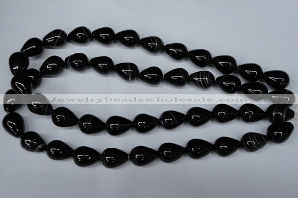 CAG2964 15.5 inches 13*18mm teardrop black line agate beads