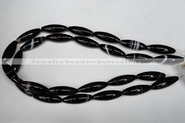 CAG2969 15.5 inches 10*30mm rice black line agate beads