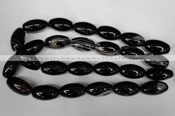 CAG2970 15.5 inches 15*30mm rice black line agate beads