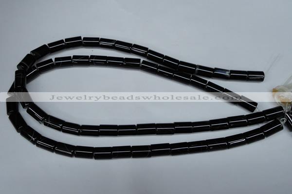 CAG2975 15.5 inches 8*14mm tube black line agate beads