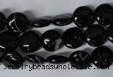 CAG2991 15.5 inches 10mm flat round black line agate beads