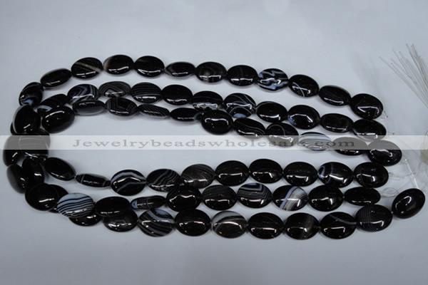 CAG3002 15.5 inches 12*16mm oval black line agate beads