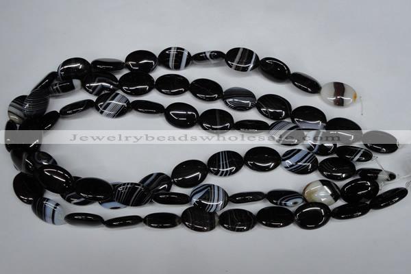 CAG3003 15.5 inches 13*18mm oval black line agate beads