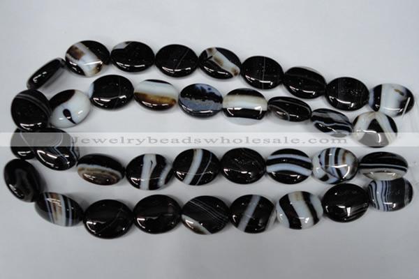 CAG3005 15.5 inches 18*22mm oval black line agate beads