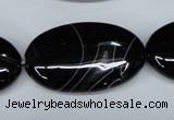 CAG3008 15.5 inches 20*35mm oval black line agate beads