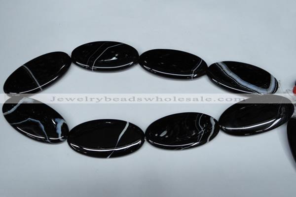 CAG3011 15.5 inches 25*50mm oval black line agate beads