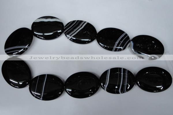 CAG3012 15.5 inches 30*40mm oval black line agate beads