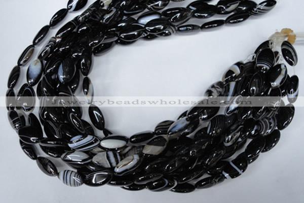 CAG3016 15.5 inches 10*20mm marquise black line agate beads