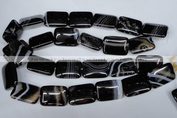 CAG3026 15.5 inches 22*30mm rectangle black line agate beads