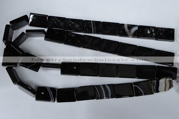 CAG3029 15.5 inches 15*20mm rectangle black line agate beads