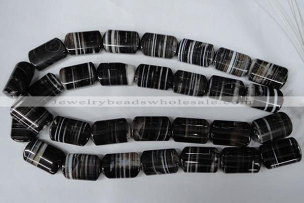 CAG3048 15.5 inches 16*25mm flat tube black line agate beads