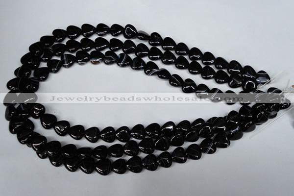 CAG3050 15.5 inches 10*10mm heart black line agate beads