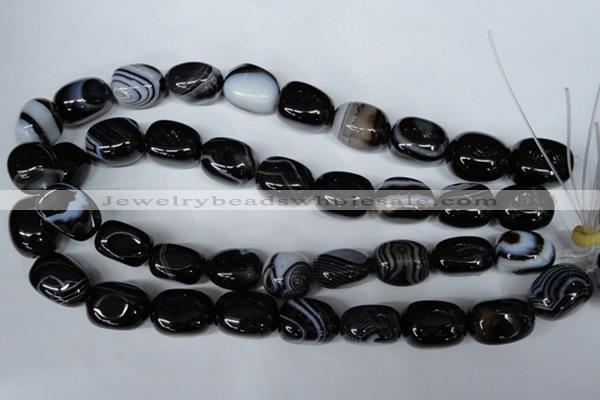 CAG3065 15.5 inches 15*20mm nuggets black line agate beads