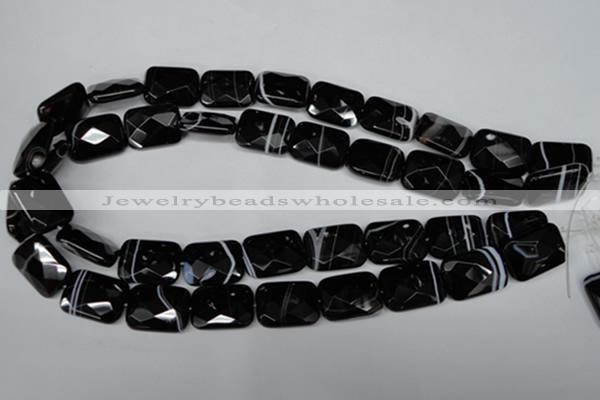 CAG3103 15.5 inches 15*20mm faceted rectangle black line agate beads