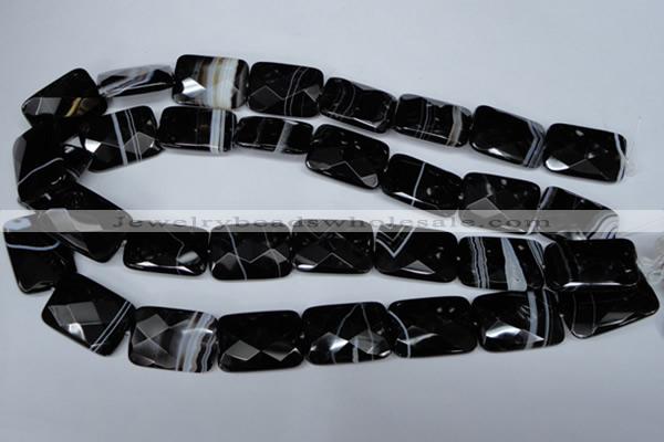 CAG3104 15.5 inches 18*25mm faceted rectangle black line agate beads