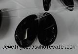 CAG3109 Top-drilled 18*25mm faceted flat teardrop black line agate beads