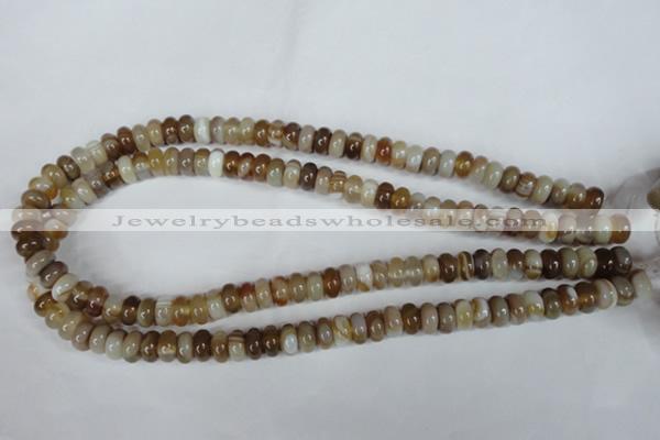 CAG3120 15.5 inches 6*10mm rondelle brown line agate beads