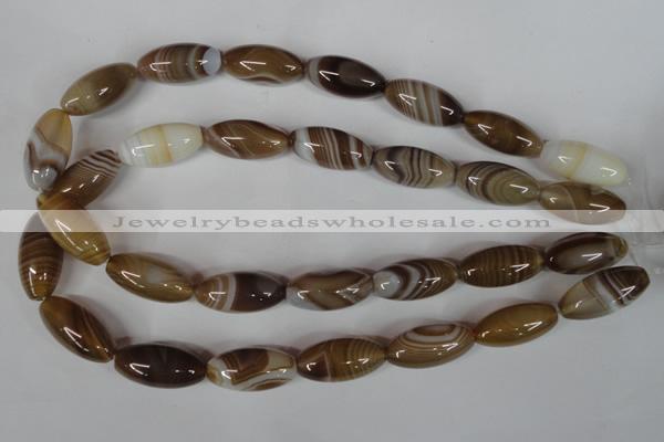 CAG3126 15.5 inches 12*25mm rice brown line agate beads