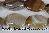 CAG3134 15.5 inches 15*20mm oval brown line agate beads