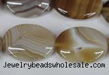 CAG3135 15.5 inches 18*25mm oval brown line agate beads