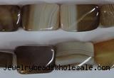 CAG3145 15.5 inches 13*18mm twisted rectangle brown line agate beads