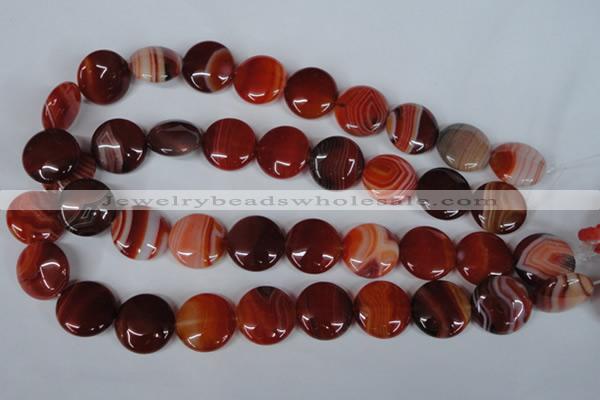 CAG3186 15.5 inches 20mm flat round red line agate beads