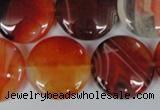 CAG3187 15.5 inches 22mm flat round red line agate beads