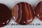 CAG3188 15.5 inches 30mm flat round red line agate beads