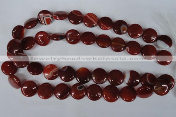 CAG3189 15.5 inches 18mm flat round red line agate beads