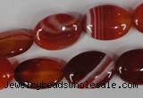 CAG3194 15.5 inches 13*18mm oval red line agate beads