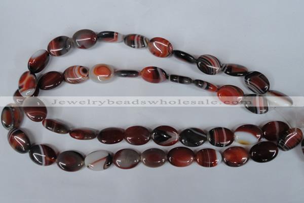 CAG3203 15.5 inches 13*18mm oval red line agate beads