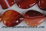 CAG3216 15.5 inches 20*25mm flat teardrop red line agate beads