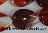 CAG3217 15.5 inches 22*30mm flat teardrop red line agate beads