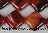 CAG3235 15.5 inches 18*18mm diamond red line agate beads