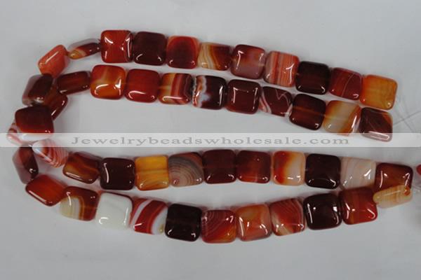 CAG3243 15.5 inches 16*16mm square red line agate beads