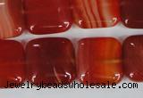 CAG3244 15.5 inches 18*18mm square red line agate beads