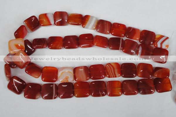 CAG3244 15.5 inches 18*18mm square red line agate beads