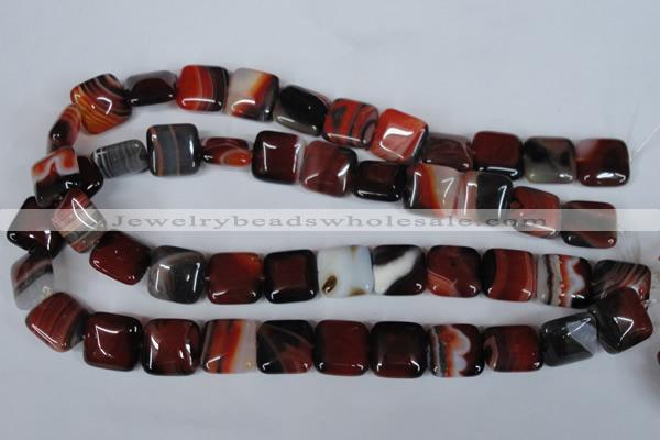 CAG3248 15.5 inches 16*16mm square red line agate beads