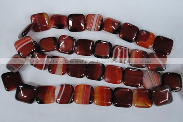 CAG3250 15.5 inches 22*22mm square red line agate beads