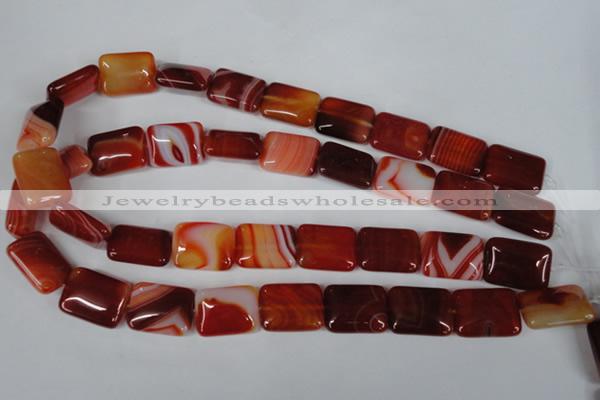 CAG3255 15.5 inches 15*20mm rectangle red line agate beads