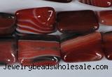 CAG3263 15.5 inches 13*18mm rectangle red line agate beads