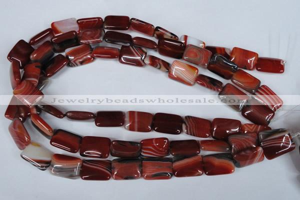 CAG3263 15.5 inches 13*18mm rectangle red line agate beads